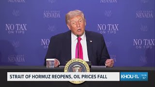 Oil prices drop after Iran announces reopening of Strait of Hormuz
