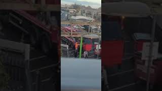 Biffa bin lorry emptying bins at Lichfield trent Valley