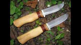 Making Two Spring Leaf Steel Knives with Pine Root Handles