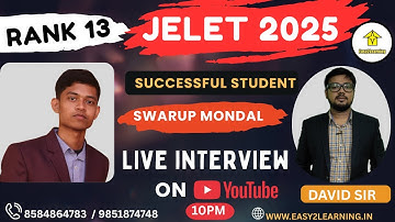 Jelet 2025 Successful student Swarup Mondal Interview|| #easy2learning #jelet2025