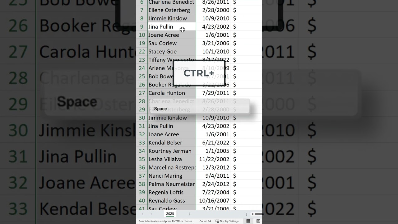 Select Entire Columns in Excel Instantly #excel #exceltips #shorts 