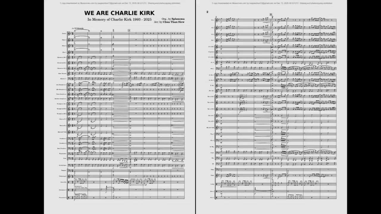 “We Are Charlie Kirk” by Splaxema for Concert Band (Arr by Chua Than Siew)