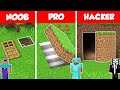 SECRET UNDERGROUND BASE HOUSE BUILD CHALLENGE - NOOB vs PRO vs HACKER / Minecraft Battle Animation