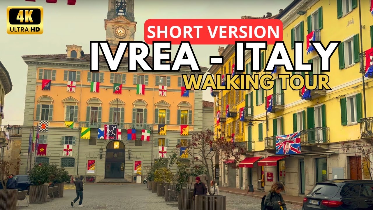 Walking Tour Italy: Ivrea Pre-Carnival Highlights 4k 60fps