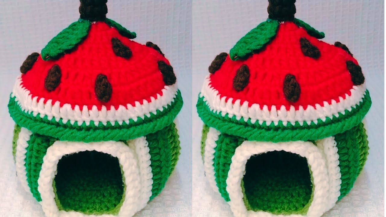 ⚡💯👌AMAZING CROCHET DESIGN🍉💯 WATERMELON HOUSE #crochet watermelon house made very easy #watermelon