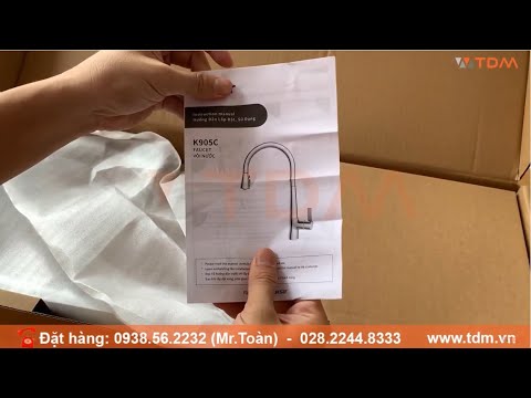 Video TDM.VN | Đập hộp vòi rửa chén rút dây Caesar K905C... - youtube