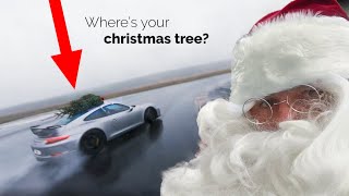 Crazy Santa delivers Christmas Tree with Porsche 911 GT3