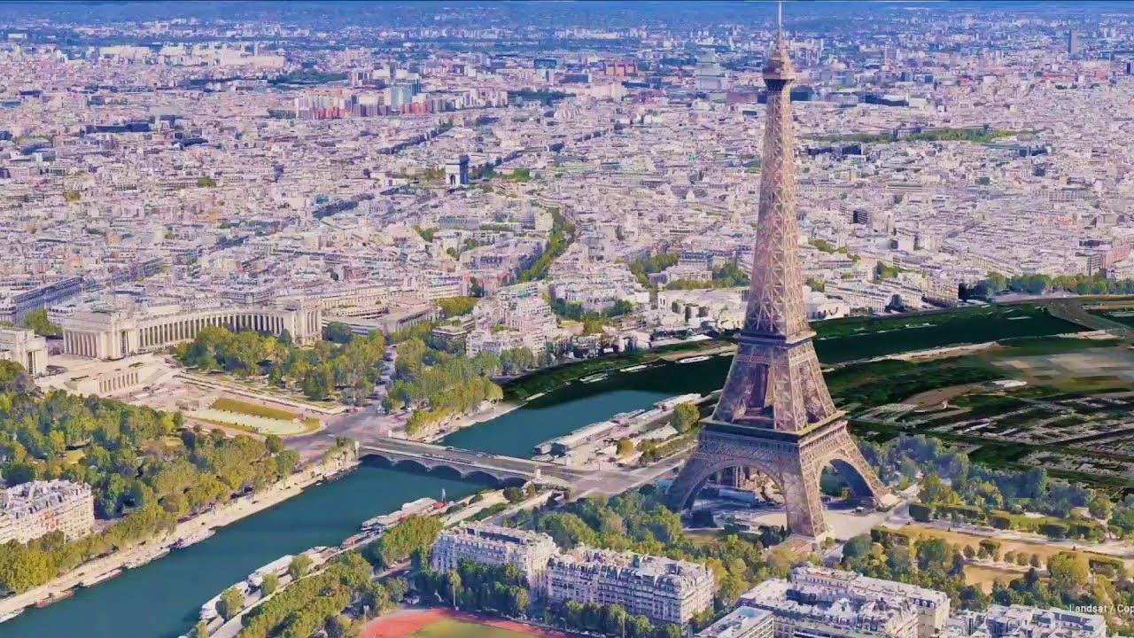 Paris City View Google Earth Studio | Eiffel Tower | Arc De Triomphe
