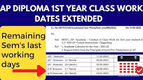 Ap Diploma Class Work Dates Extended by SBTET
