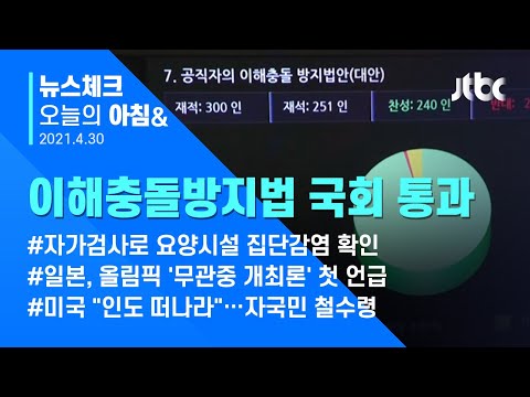 오늘의 뉴스체크✔ 8년 국회 표류 끝에…이해충돌법 국회 <strong>통과</strong> (2021.4.30 / JTBC 아침&amp;<strong>amp</strong>;)