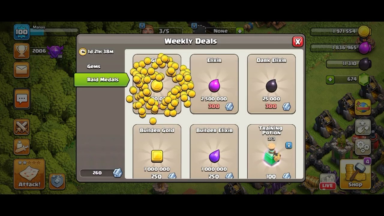 Buying 2500000 Using Raid Medals In weekly DealsClash of clansGoal