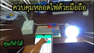 DIY mini project ควบคุมไฟด้วยโทรศัพท์มือถือ esp8266 + Relay + Blynk App (ต้นเเบบ)