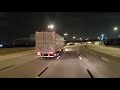 Long haul trucking, night drive thru Oklahoma City, Oklahoma, 10/21/20