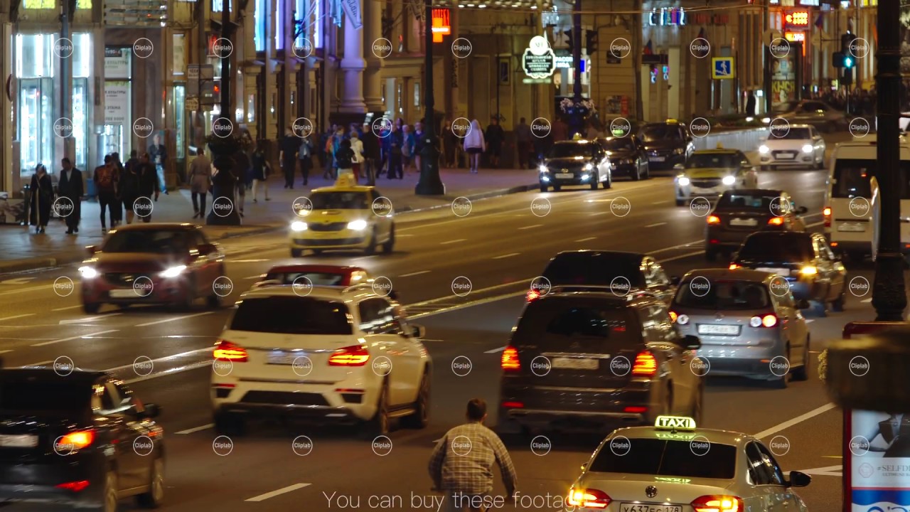 ST. PETERSBURG, RUSSIA Cars moving on the Nevsky street in the summer