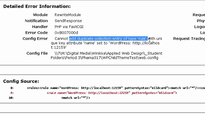 HTTP Error 500 52 URL Rewrite Module Error