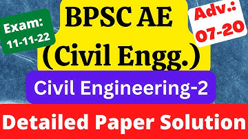 BPSC AE Civil Engg. | Adv. 07/2020 | Civil Engineering (Paper-6) | Detailed Solution