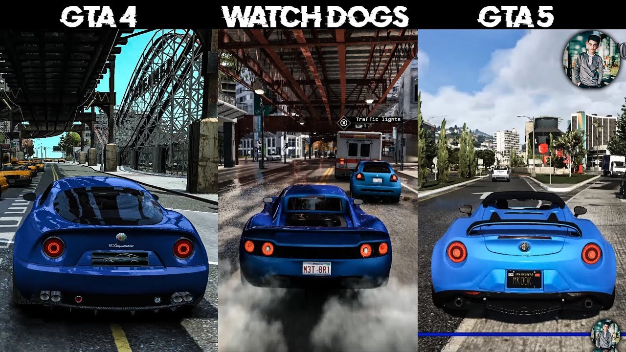 GTA 5 NVR VS GTA 4 Natural + IcEnhancer 3.0 VS Watch Dogs ...