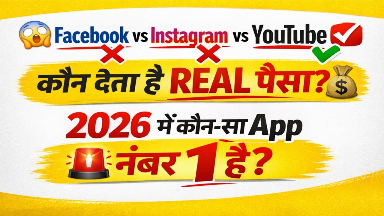 "😱 Facebook vs Instagram vs YouTube कौन देता है REAL पैसा? | 2026 में कौन-सा App नंबर 1 है?"