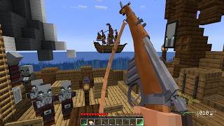 Pirate Pillagers HIRED Me To Rob a Villager Ship Using Modern Weapons! Modern Weapons Raid Against The Pillagers Minecraft Warfare