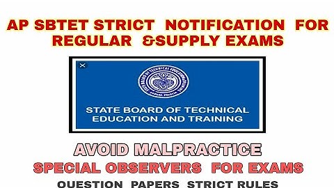 sbtet question PAPERS strict rules//strict notification for students
