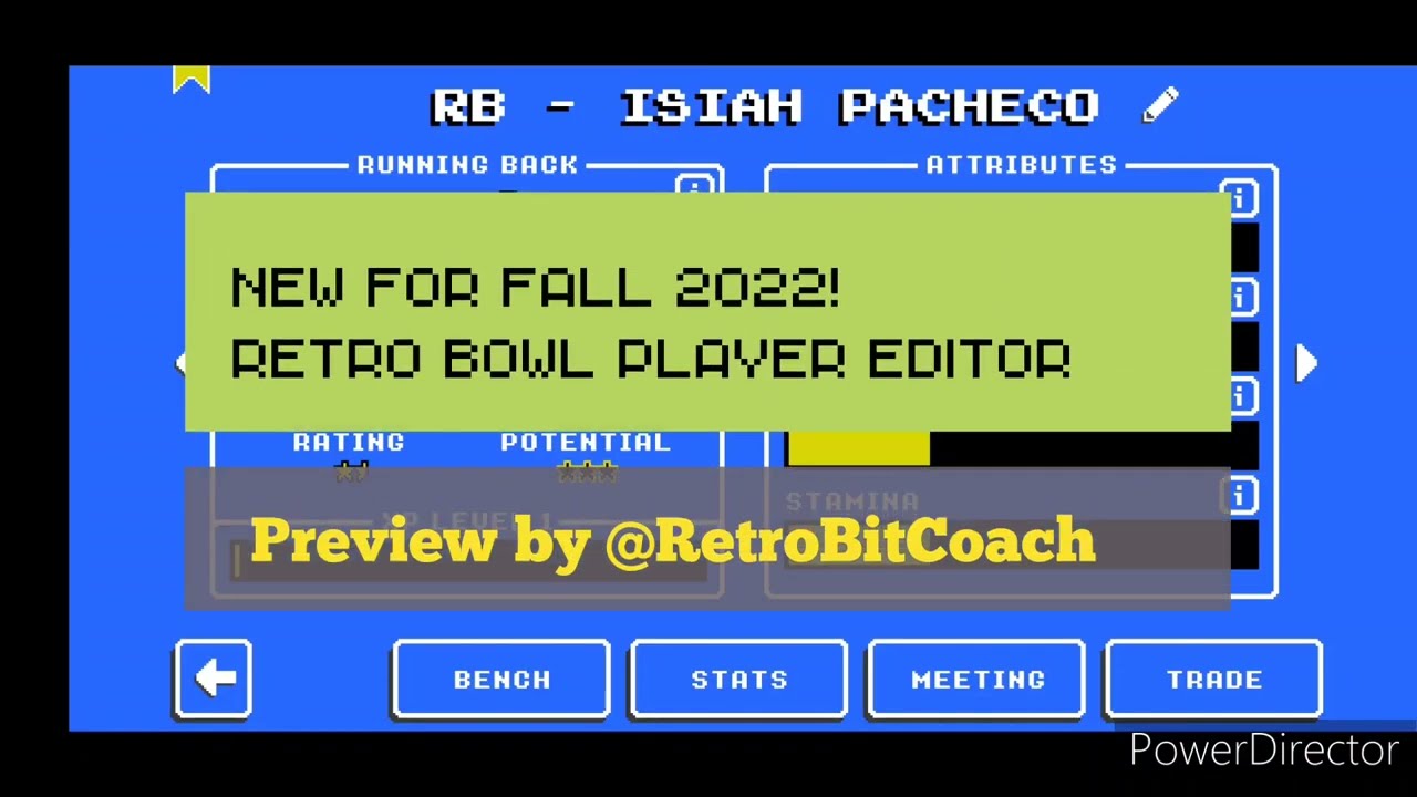 New Player Editor for #RetroBowl!