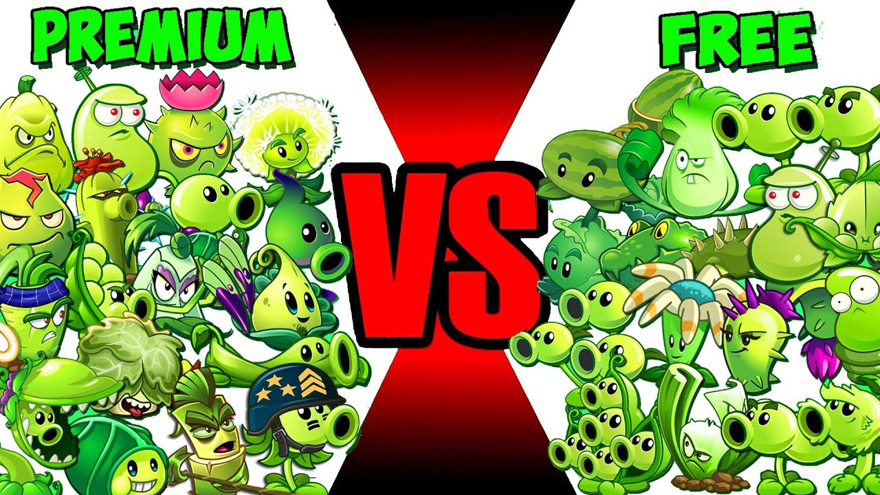 All Green Plants FREE vs PREMIUM - Who Will WIn? - PvZ 2 Team Plant vs ...