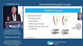 Shoulder Arthroplasty Past, Present and Future 2024 | William Levine, MD | SDSI Shoulder Course