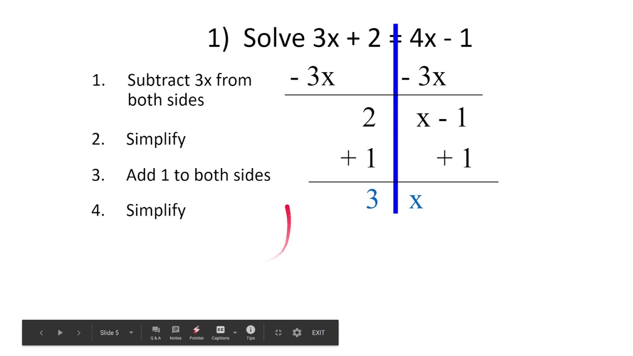 Solving Equations with Variables on Both Sides - YouTube