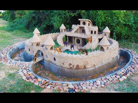 build-beautiful-mud-house-puppy-&-fish-pond-around-house-puppy---[-full-video-]