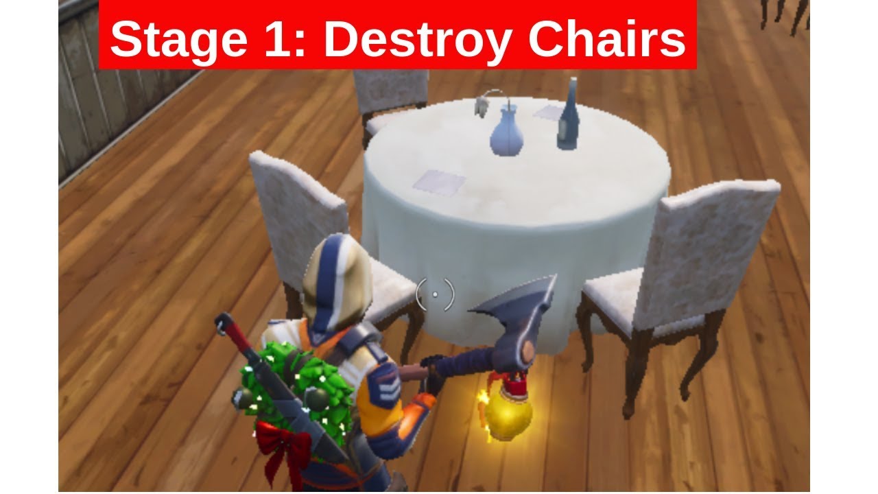 stage 1 destroy chairs fortnite season 7 week 4 challenges - fortnite chairs challenge