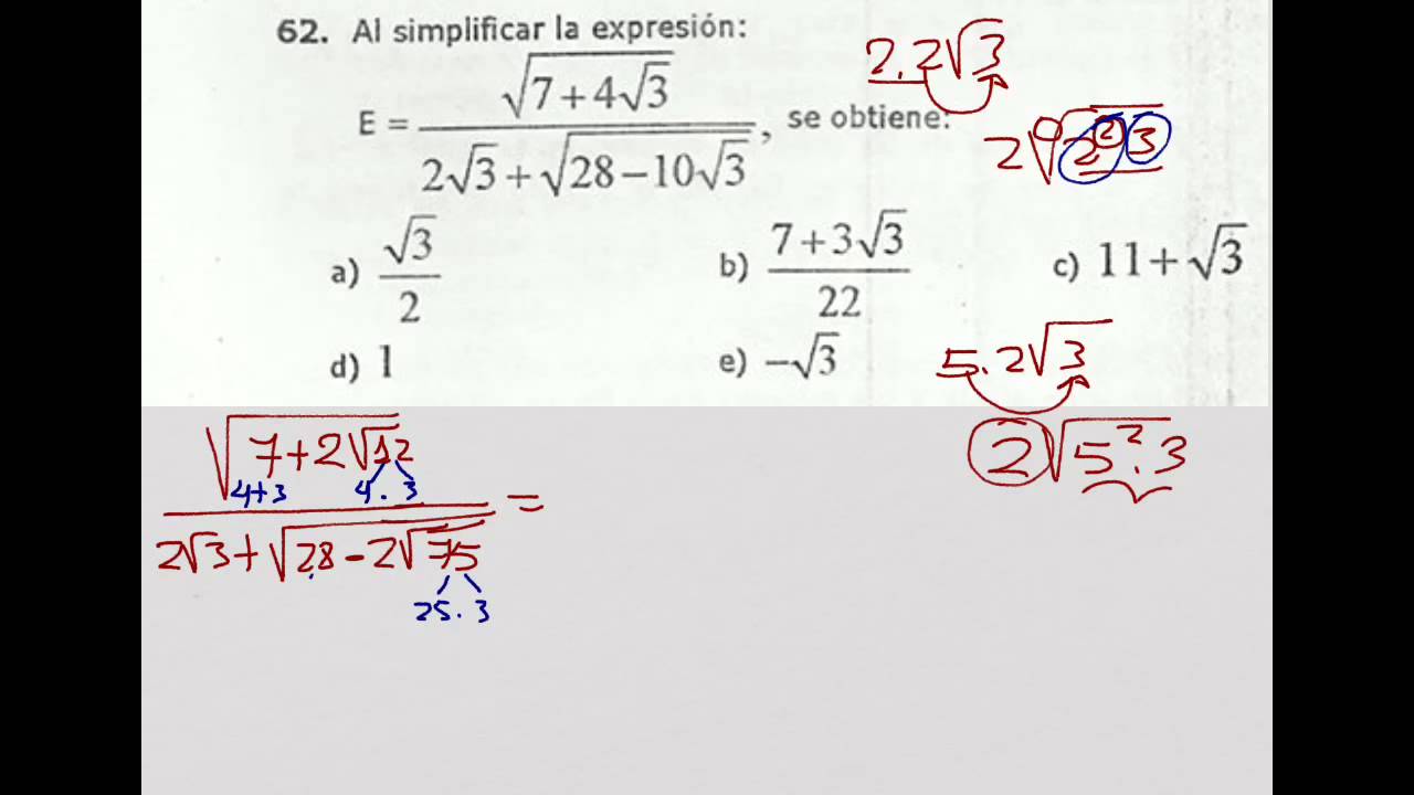 Radicales dobles, racionalización enseñarte