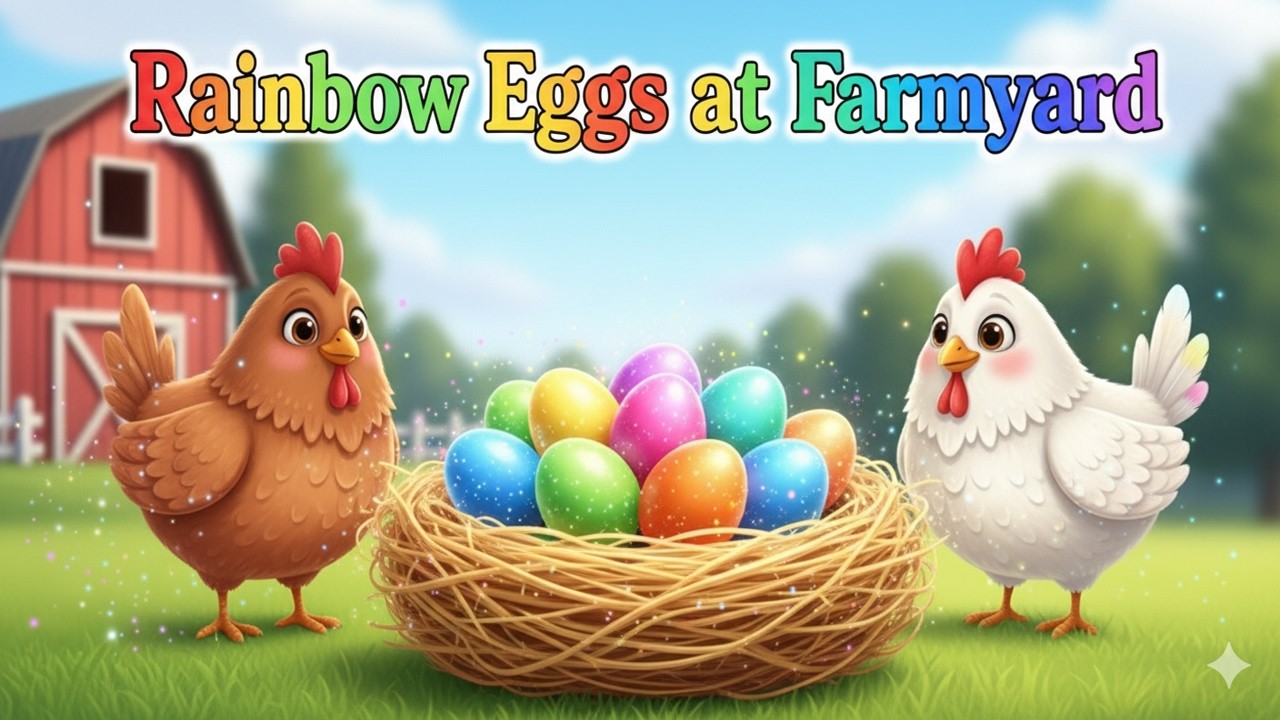 Rainbow Eggs at Farmyard | Nursery Rhymes | Poems for Kids | Poem Pack