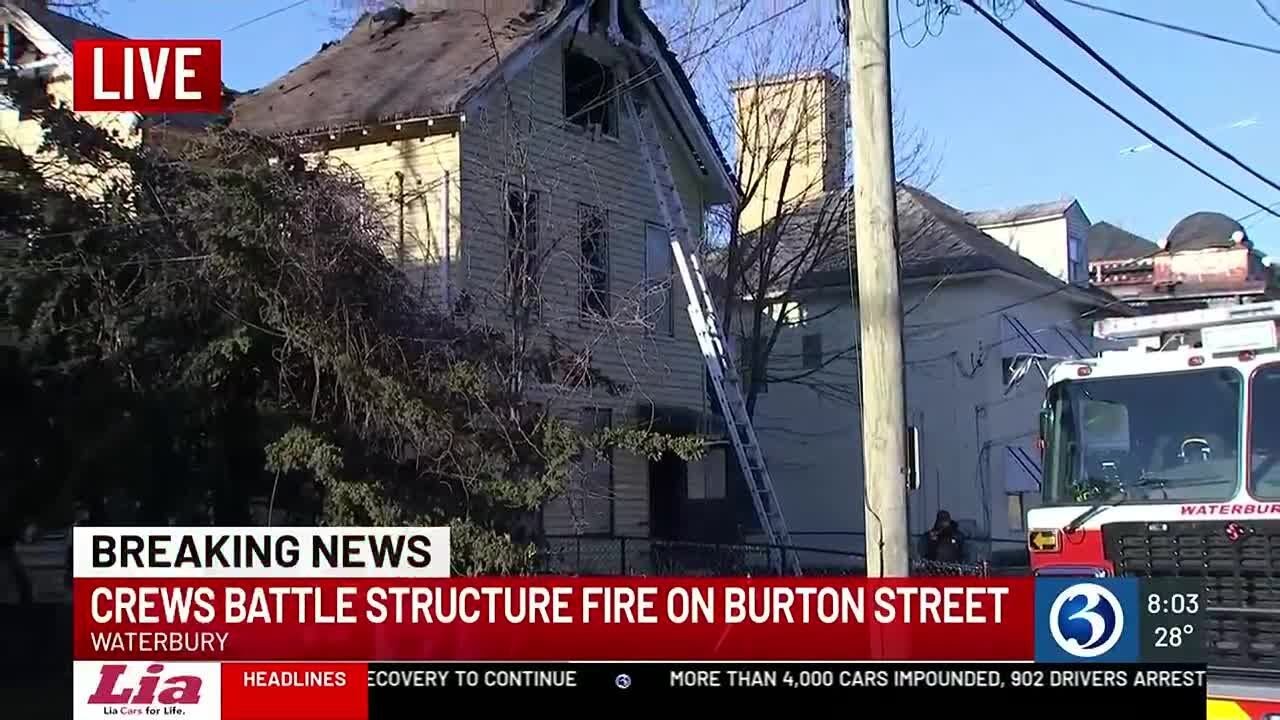 Crews battle structure fire in Waterbury - YouTube