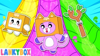 LankyBox Has Fun Playtime With Rainbow Slide - Learning Colors | LankyBox Channel Kids Cartoon