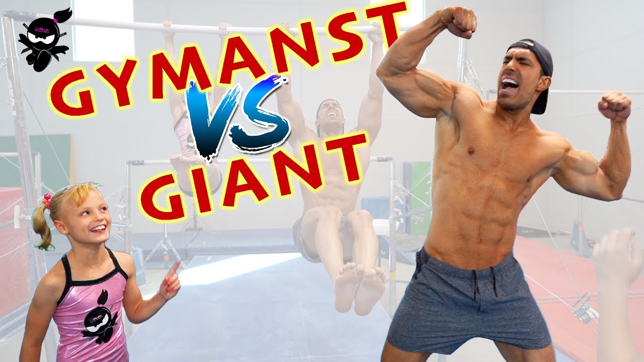 ⁣Gymnast vs Giant 3! Who is stronger, Payton or the Bodybuilder?