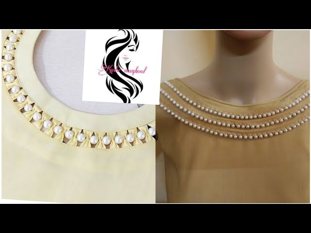 Pearl work neck design, Suit Designing Ideas for Salwar Kameez & Kurti, ...  | Neck designs, Pearls, Pearl beads