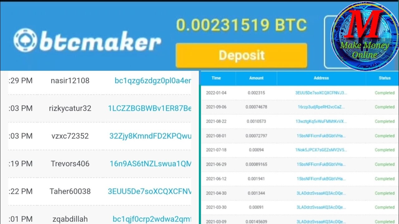 Btcmaker.io Withdraw proof 2022.Live withdraw 0.00231 Btc.Make Money