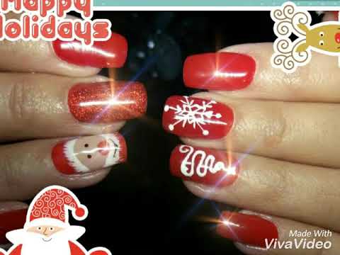 How To Do Christmas Nails 18 Nail Art Natale Unghie Natalizi Baby Boomer Matt Glitter Youtube