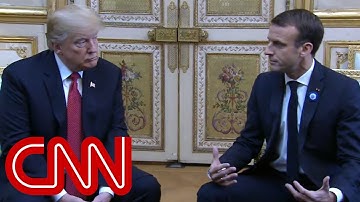 Trump, Macron meet face-to-face after tweet