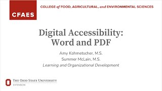 Digital Accessibility Training - Word and PDF
