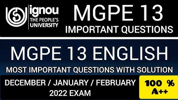 mgpe 13 important questions | mgpe 13 IMPORTANT QUESTIONS | MGPE 13 IMPORTANT QUESTIONS 2022