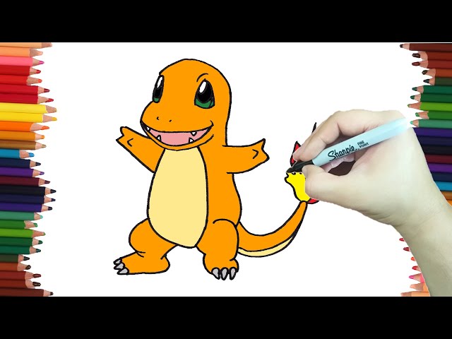 Cómo Dibujar y Colorear a Charmander de Pokemon - Dibujos Para