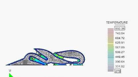 Melting of a chair of polymer material under heat flux 2D PFEM solution