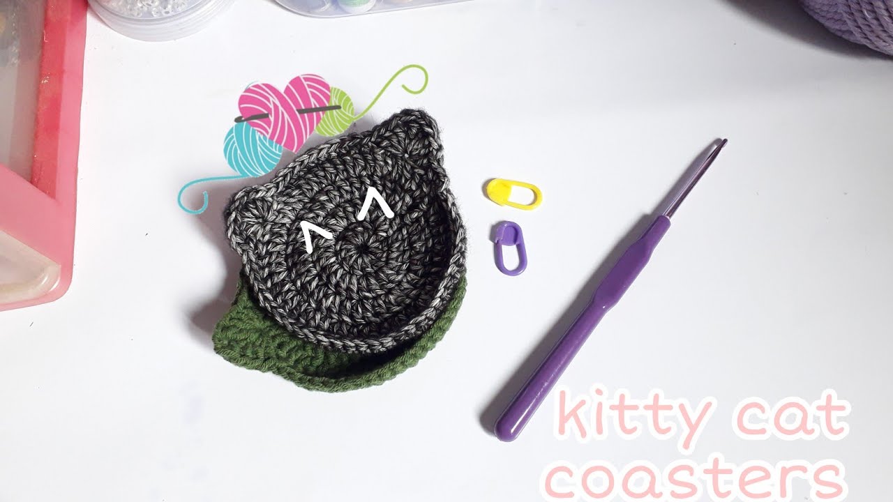 Crochet : Kitty Cat Coasters Crochet | Bikin tatakan gelas dari rajutan ...