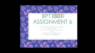 BPT 1501 ASSIGNMENT 6