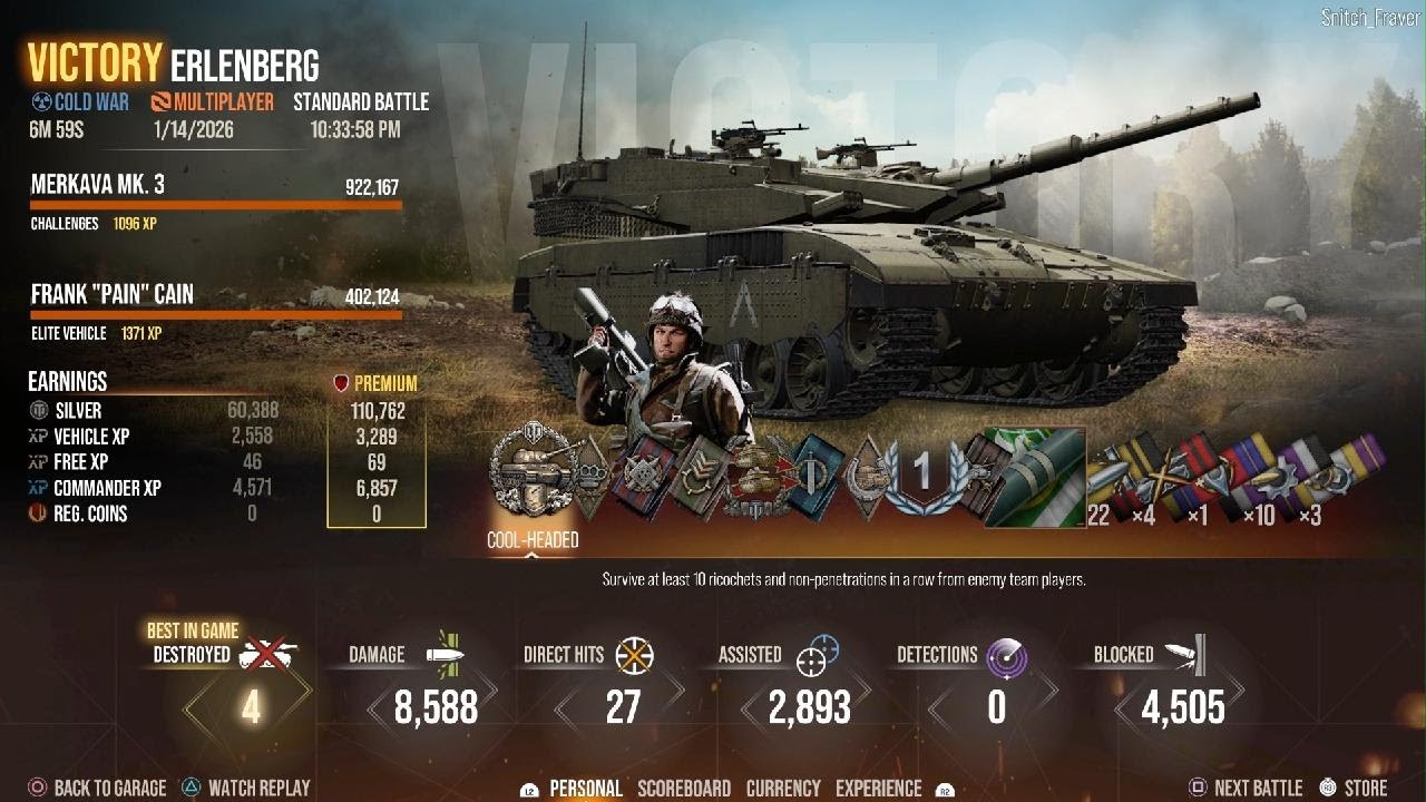 World of Tanks - Merkava MK. 3 - MVP - Close Call at the End