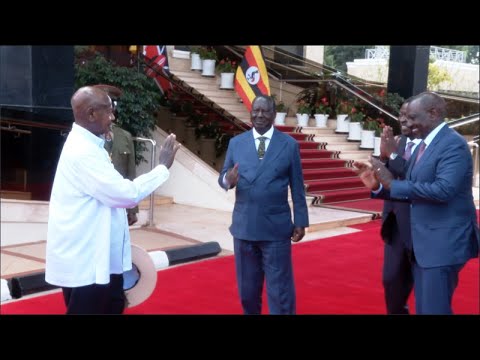 Raila Odinga At State House As President Ruto Bids Farewell To Visiting Uganda President Museveni