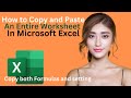 Copy and Paste Entire Worksheet in Ms Excel #copy formulas and settings