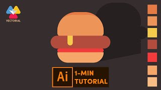 Flat Burger tutorial in Adobe Illustrator - 1 minute tutorial for beginner