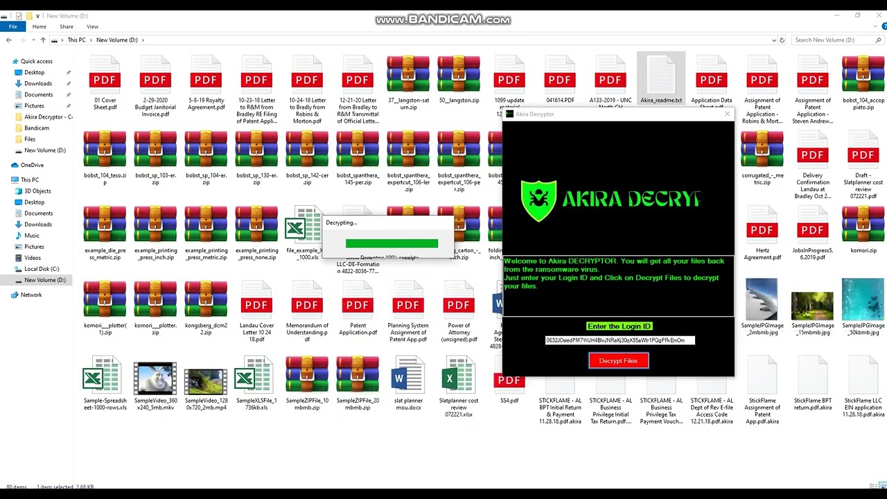 Akira Files Decryption DEMO Video | How to Remove Akira Virus with Akira Decryptor